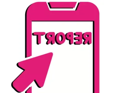 Report pink phone with cursor icon 